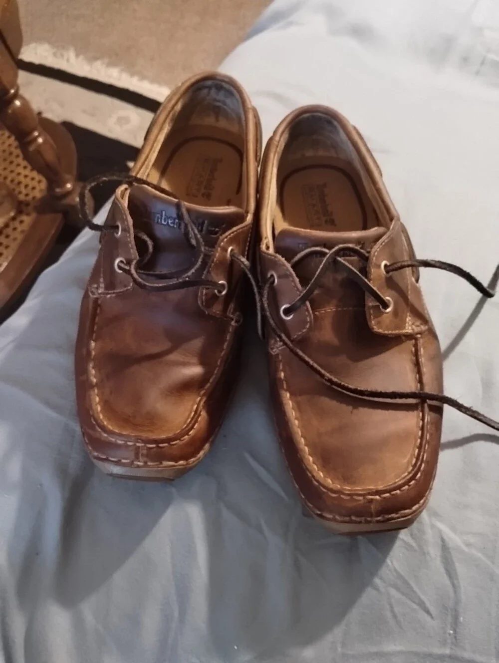 Timberland Men/ Young Men Brown Leather Boat Shoes 2 Eye Classic Sz 8M